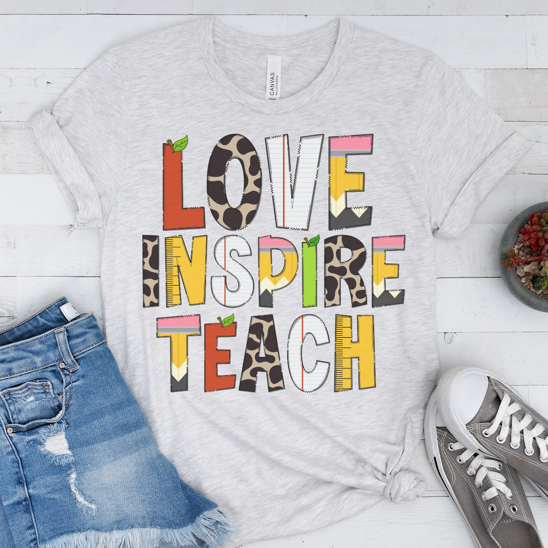 Love Inspire Teach Teacher Back to School Shirt