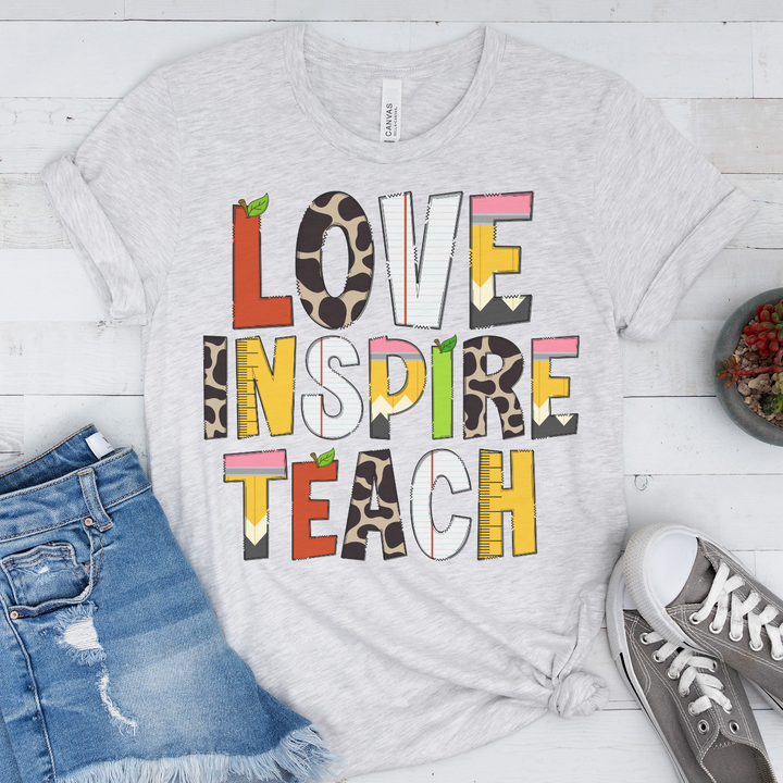 Love Inspire Teach Teacher Back to School Shirt