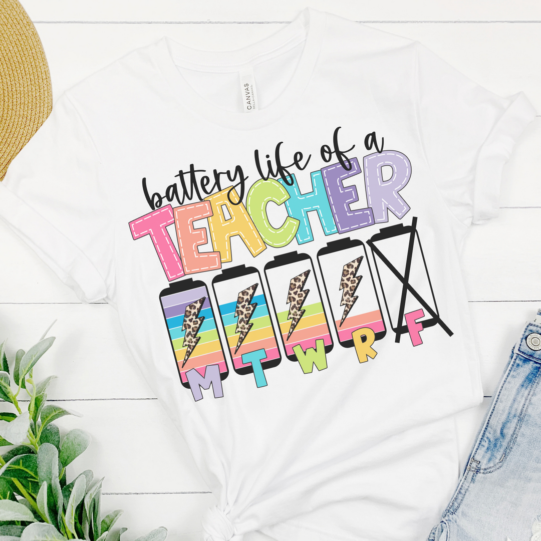 Battery Life of a Teacher Funny Back to School Shirt