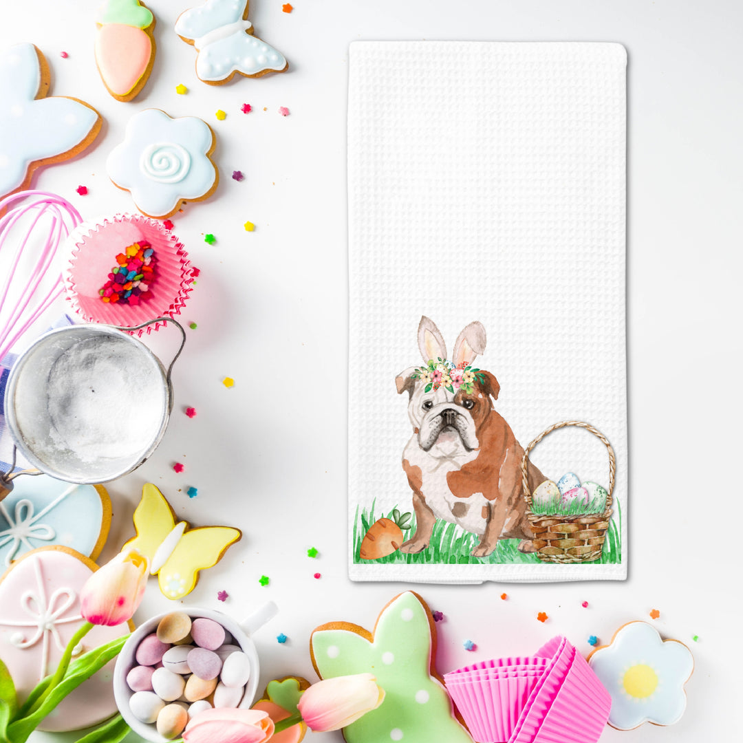 English Bulldog Easter Absorbent Reusable Kitchen Towels