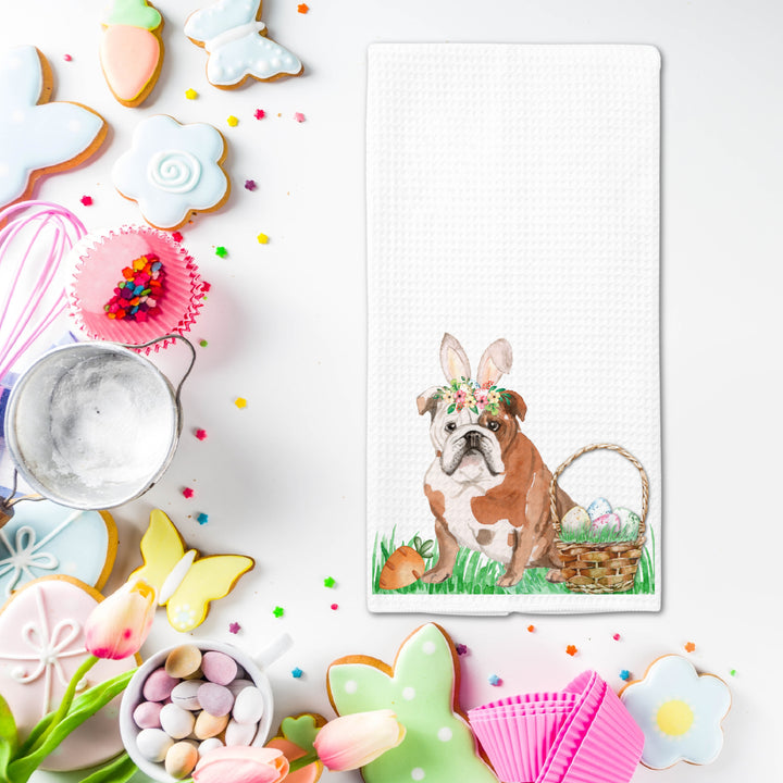 English Bulldog Easter Absorbent Reusable Kitchen Towels