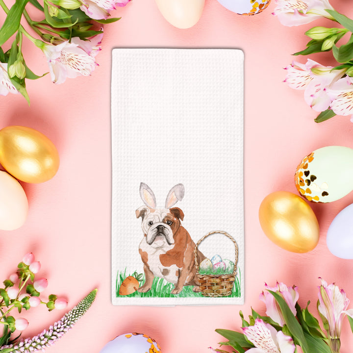English Bulldog Easter Absorbent Reusable Kitchen Towels