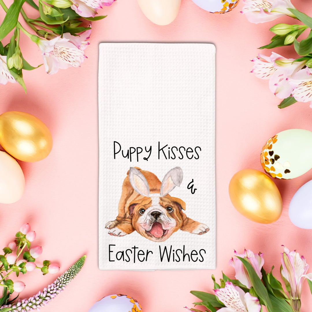 English Bulldog Easter Absorbent Reusable Kitchen Towels