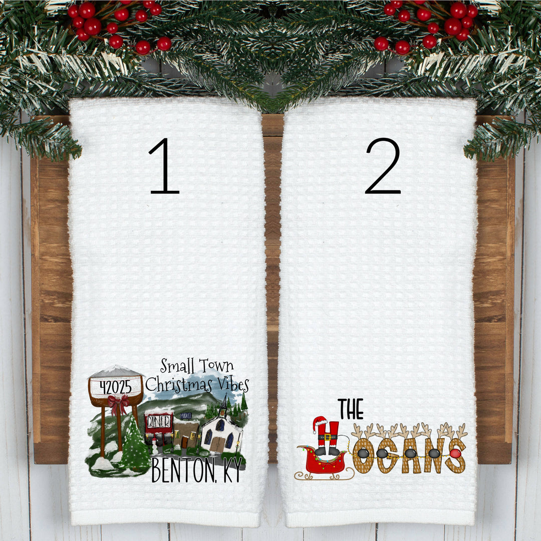 Personalized Christmas Home Decor Microfiber Waffle Weave Kitchen Towels