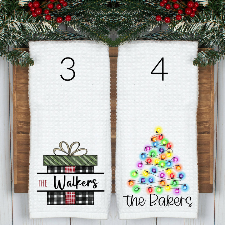 Personalized Christmas Home Decor Microfiber Waffle Weave Kitchen Towels