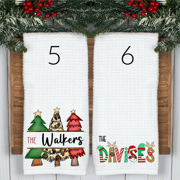 Personalized Christmas Home Decor Microfiber Waffle Weave Kitchen Towels