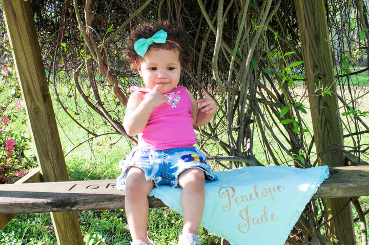 Girls Personalized Ruffle Baby Blanket