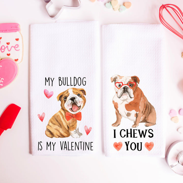 English Bulldog, Tea Towels, Kitchen Decor, Valentines Day Decor, Best Friend Gift,