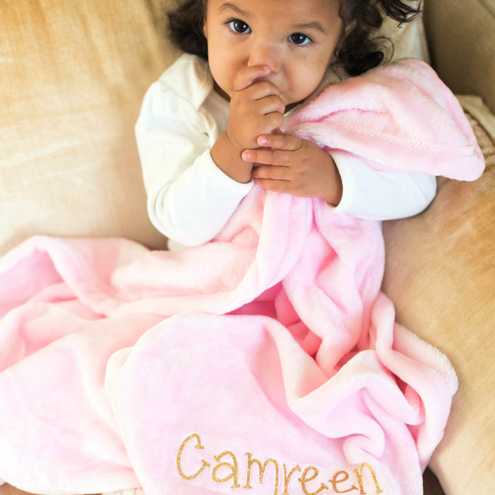 Personalized Plush Girls Baby Blanket