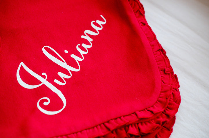 Girls Personalized Ruffle Baby Blanket
