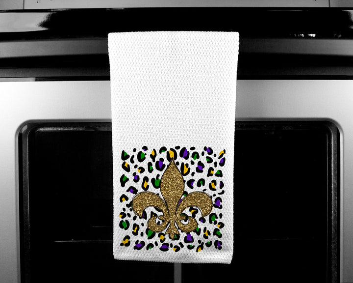 Mardi Gras, Dish Towels, Fleur De Lis, Mardi Gras Decor, Hostess Gift,
