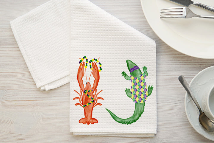 Mardi Gras, Dish Towels, Fleur De Lis, Mardi Gras Decor, Hostess Gift,