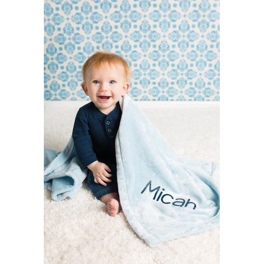 Personalized Blue Plush Baby Blanket - Simply Crafty