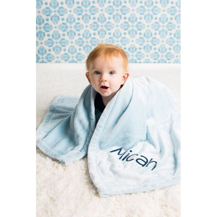 Personalized Blue Plush Baby Blanket - Simply Crafty