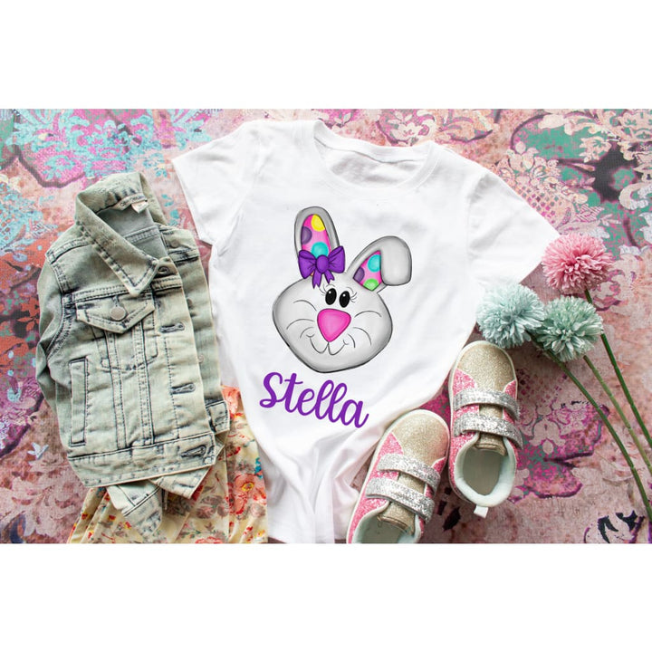 Personalized Name Easter Bunny Kids Spring Shirt - Simply Crafty