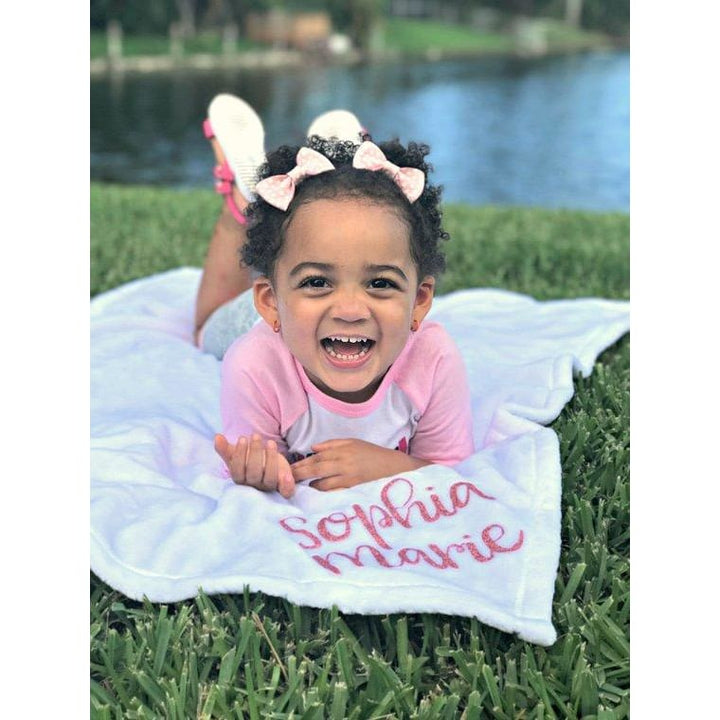 Personalized White Plush Baby Blanket - Simply Crafty