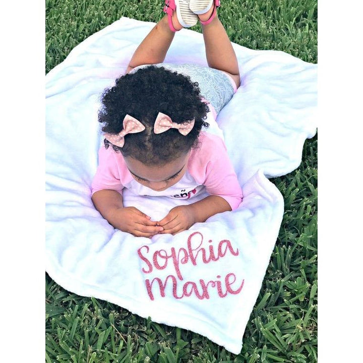 Personalized White Plush Baby Blanket - Simply Crafty