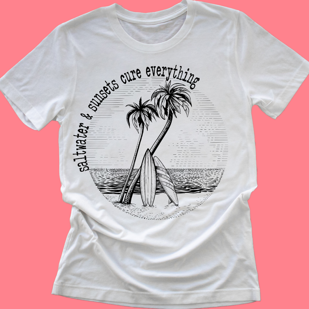 Saltwater and Sunsets Summer Beach Tee