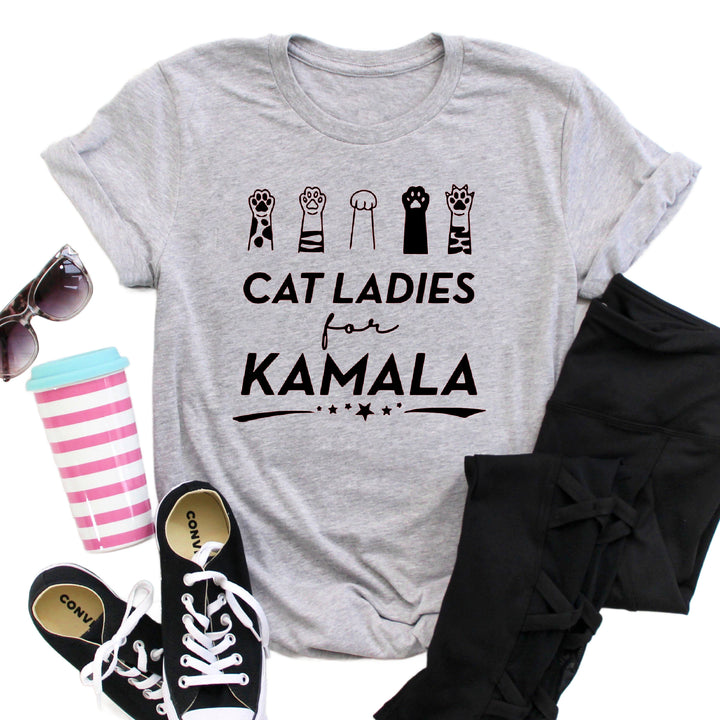 Cat Ladies for Kamala Paws | Adult Unisex Short Sleeve Tee | Election 2024