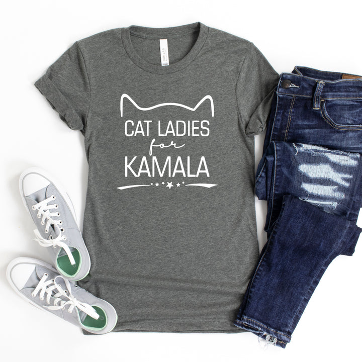 Cat Ears Ladies for Kamala | Adult Unisex Short Sleeve Tee | Election 2024