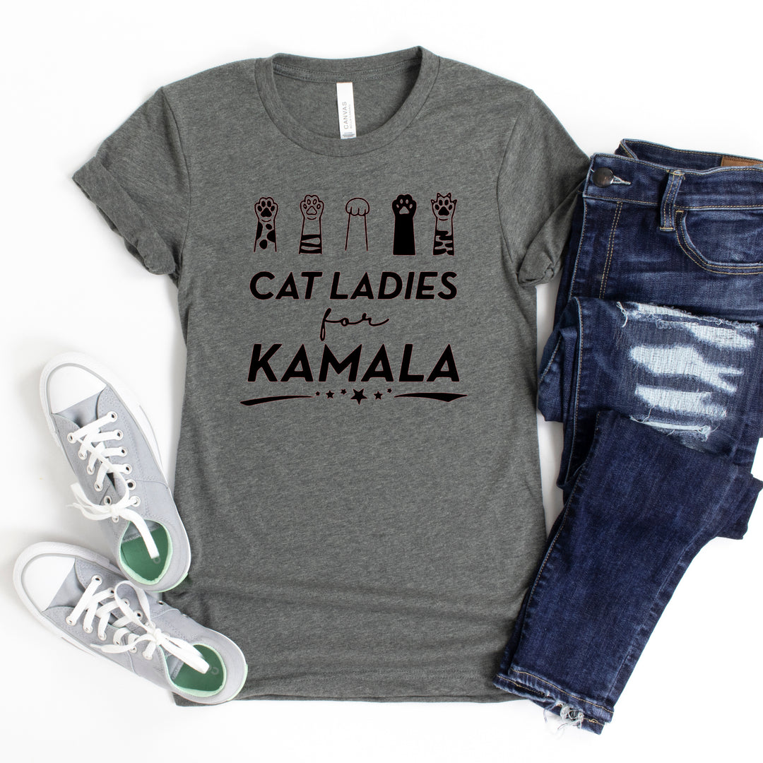 Cat Ladies for Kamala Paws | Adult Unisex Short Sleeve Tee | Election 2024