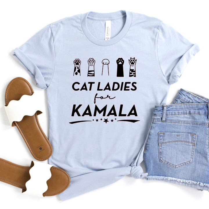 Cat Ladies for Kamala Paws | Adult Unisex Short Sleeve Tee | Election 2024