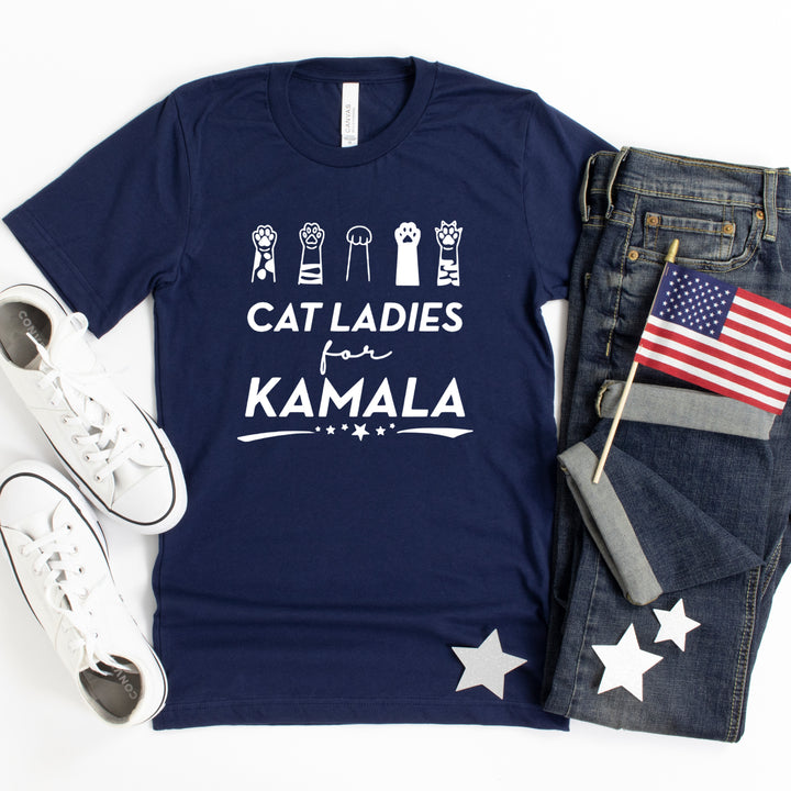 Cat Ladies for Kamala Paws | Adult Unisex Short Sleeve Tee | Election 2024