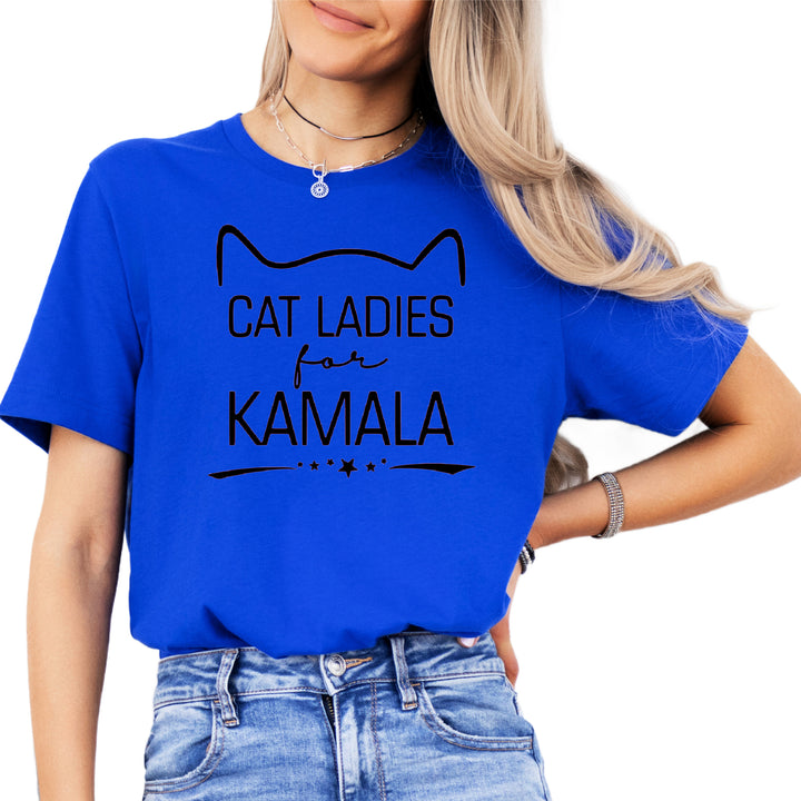 Cat Ears Ladies for Kamala | Adult Unisex Short Sleeve Tee | Election 2024