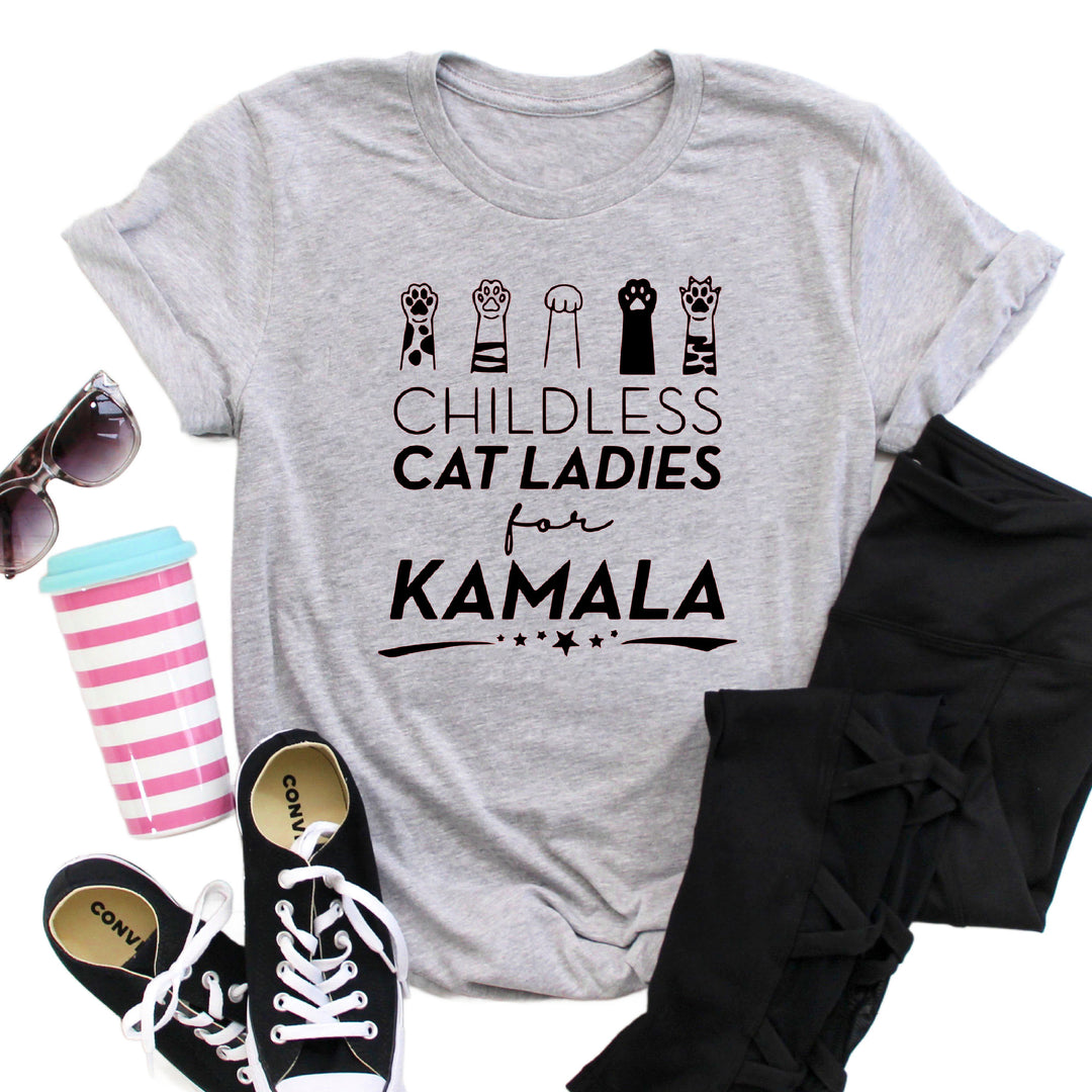 Childless Cat Ladies for Kamala Paws | Adult Unisex Short Sleeve Tee | Election 2024