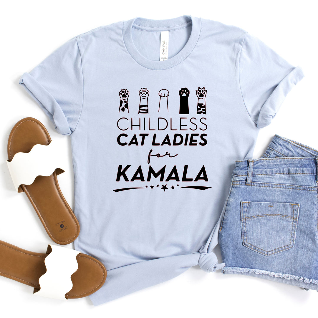 Childless Cat Ladies for Kamala Paws | Adult Unisex Short Sleeve Tee | Election 2024