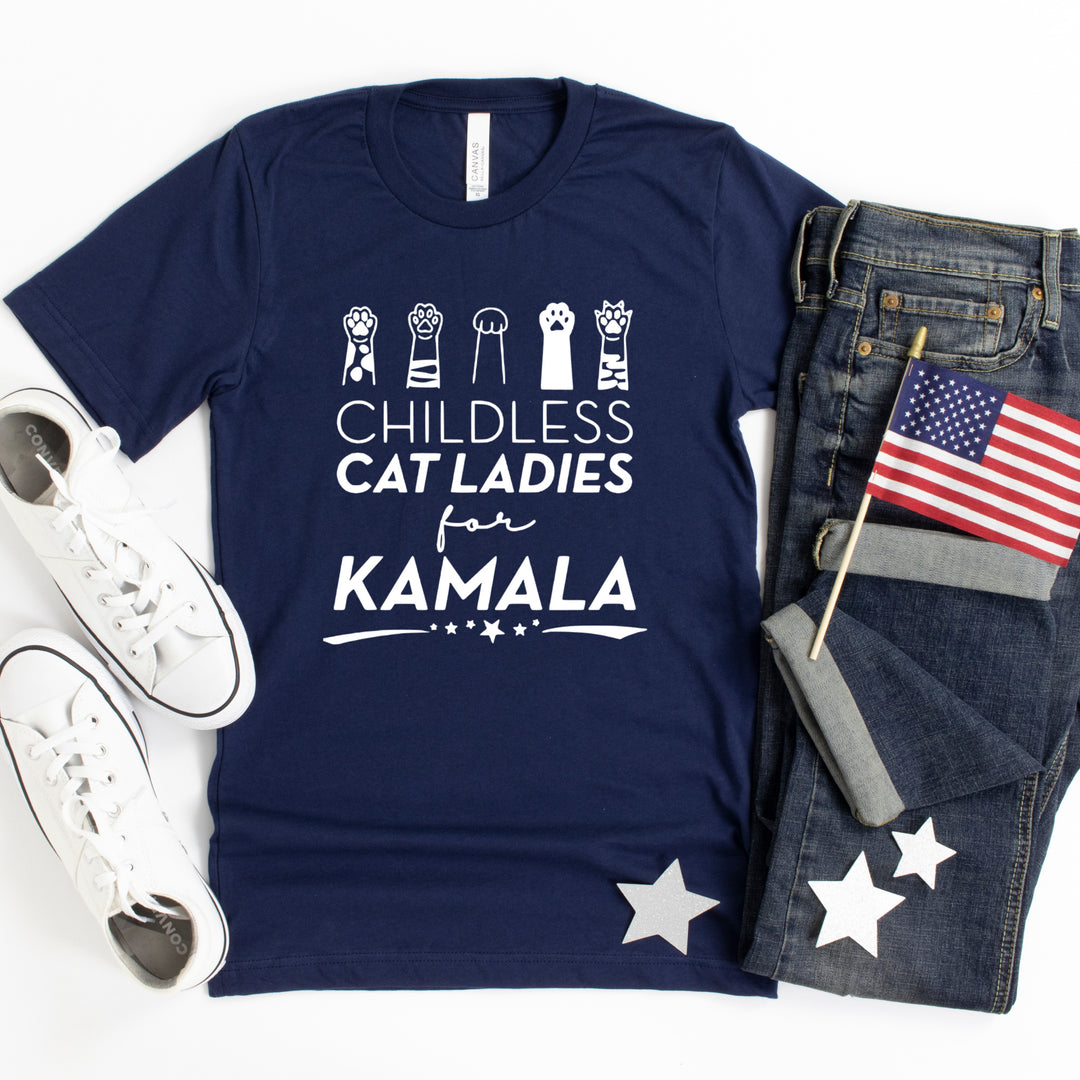 Childless Cat Ladies for Kamala Paws | Adult Unisex Short Sleeve Tee | Election 2024