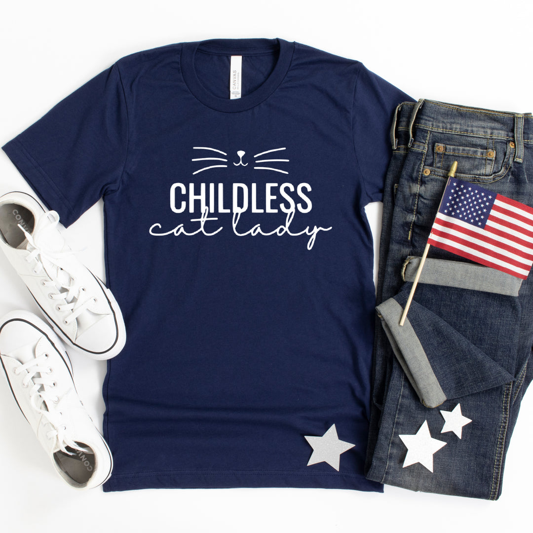 Childless Cat Lady for Kamala | Adult Unisex Short Sleeve Tee | Election 2024