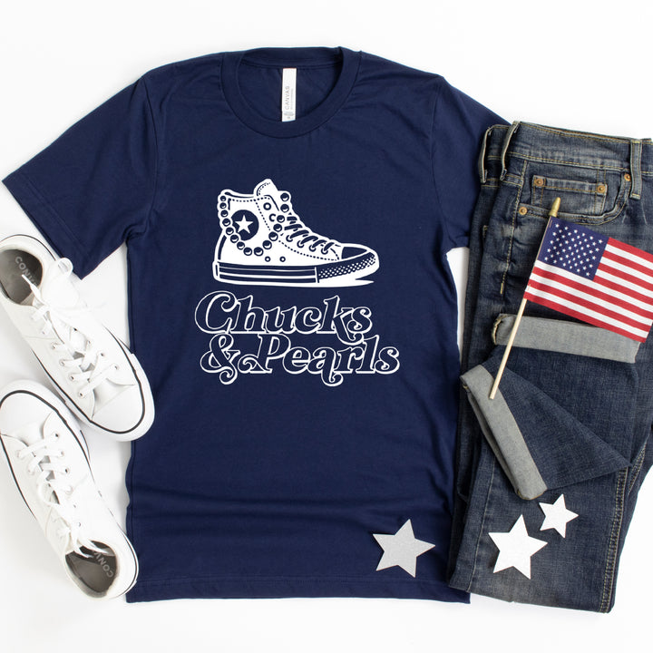 Chucks and Pearls | Adult Unisex Short Sleeve Tee | Election 2024