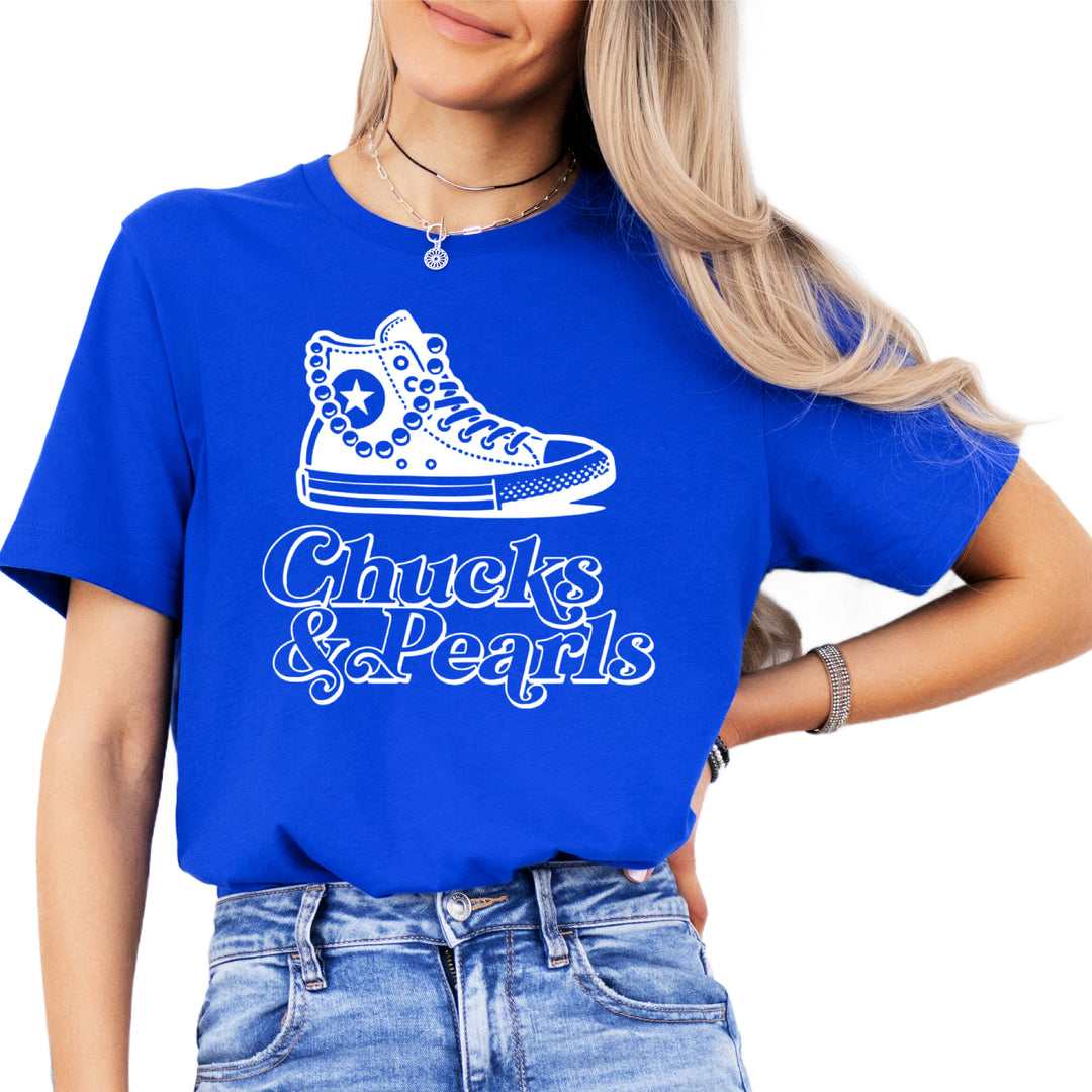 Chucks and Pearls | Adult Unisex Short Sleeve Tee | Election 2024