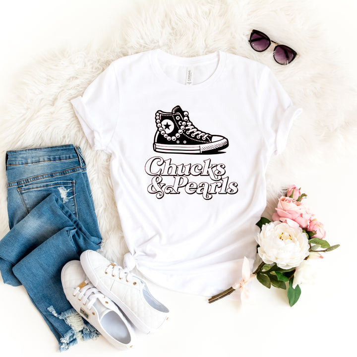 Chucks and Pearls | Adult Unisex Short Sleeve Tee | Election 2024