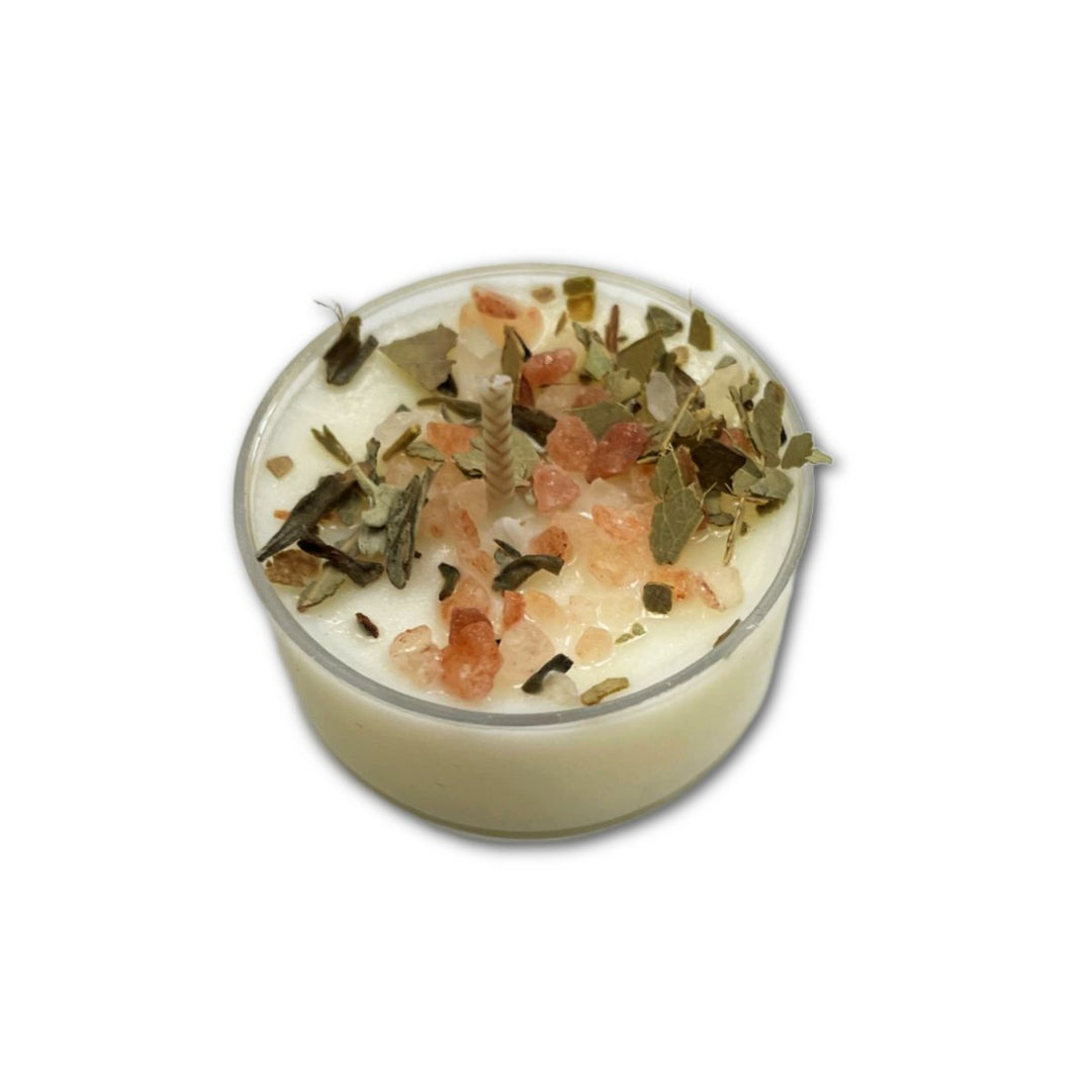 Purify Tea Light Soy Wax with Crystal Salts and Herbs - Oily BlendsPurify Tea Light Soy Wax with Crystal Salts and Herbs