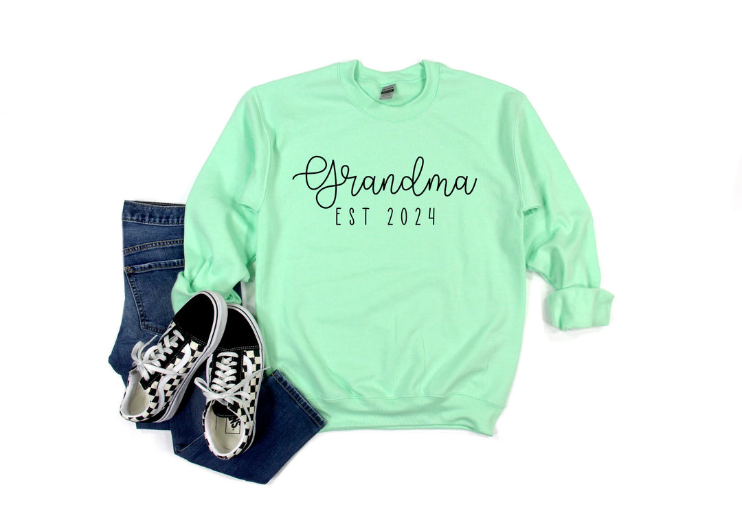 Personalized Grandma Established Pullover Gildan Crew Neck Cotton Sweatshirt