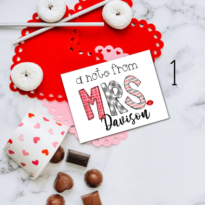 Personalized Valentine's Day Notecards for Teachers | Set of 10