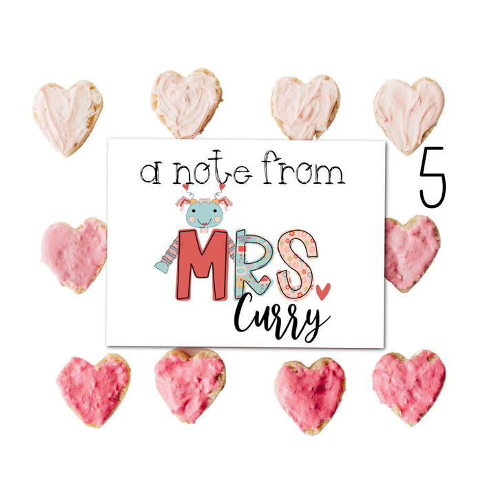 Personalized Valentine's Day Notecards for Teachers | Set of 10