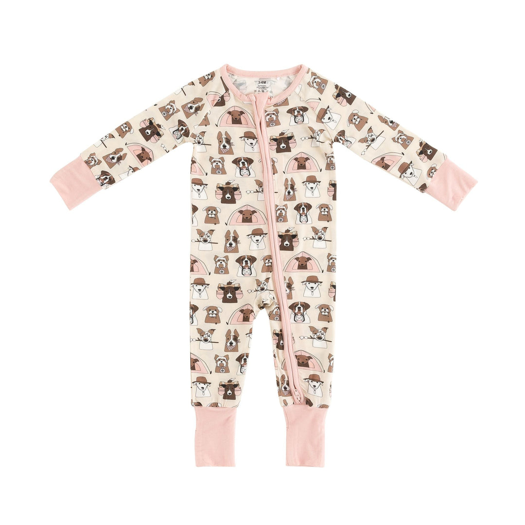 Camp Paws (Convertible Zip Footies) - Pink