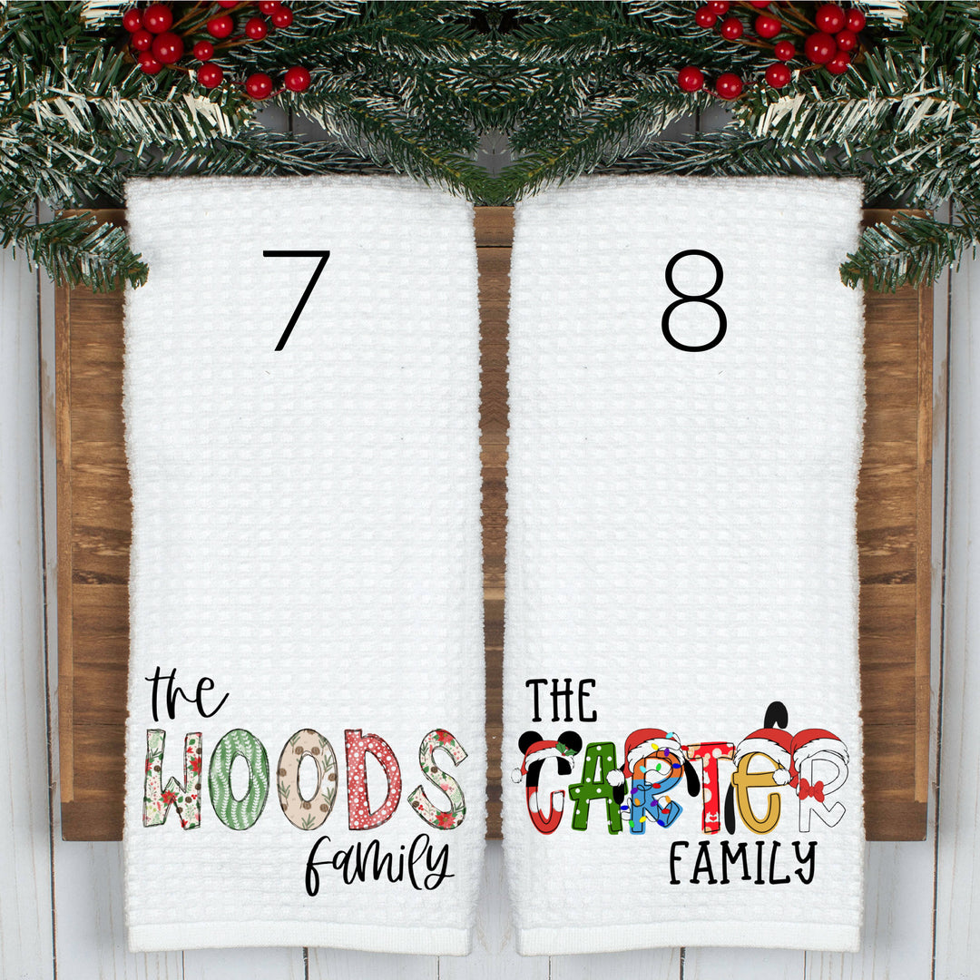 Personalized Christmas Home Decor Microfiber Waffle Weave Kitchen Towels