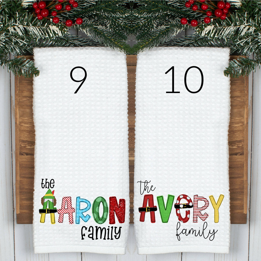 Personalized Christmas Home Decor Microfiber Waffle Weave Kitchen Towels