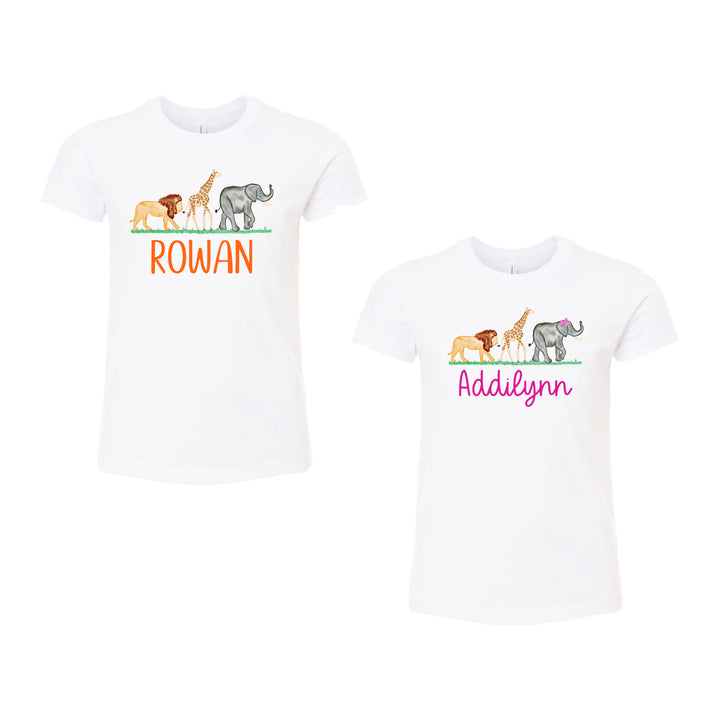 Personalized Name Zoo Animals Kids Unisex Shirt