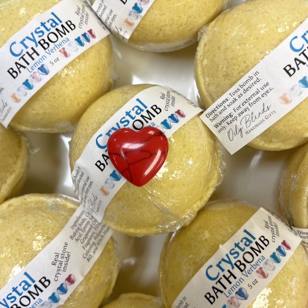 Bath Bomb with Heart Shaped Crystal Stone Inside Handmade - Oily BlendsBath Bomb with Heart Shaped Crystal Stone Inside Handmade