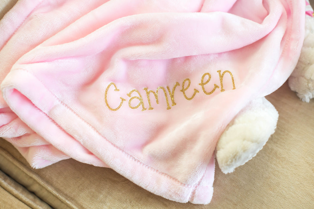Personalized Plush Girls Baby Blanket