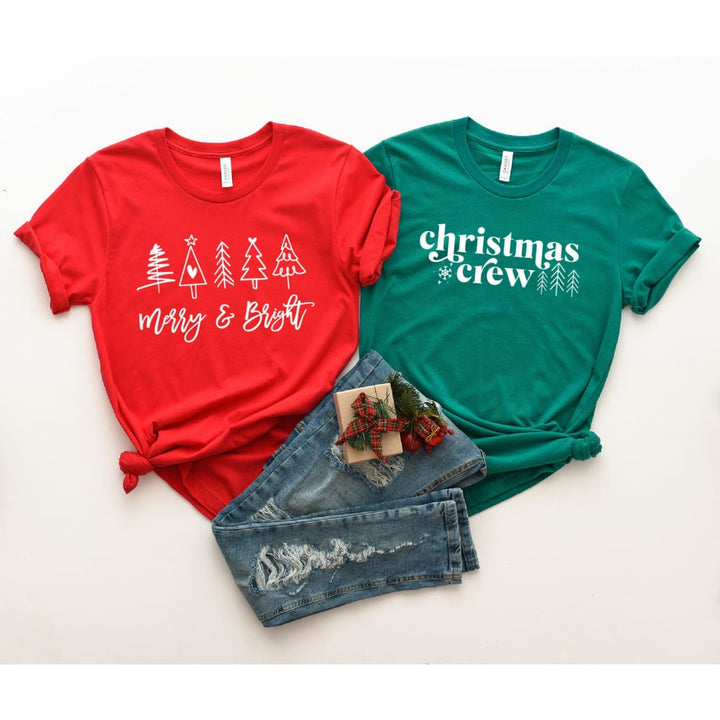 Christmas Minimalist Merry and Bright Bella Canvas Unisex Tshirt - Simply Crafty
