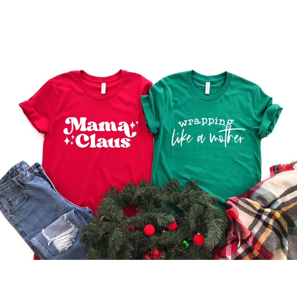 Christmas Mom Mama Claus Bella Canvas Unisex Tshirt - Simply Crafty