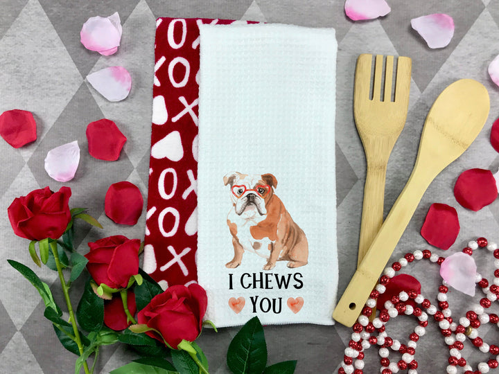 English Bulldog, Tea Towels, Kitchen Decor, Valentines Day Decor, Best Friend Gift,