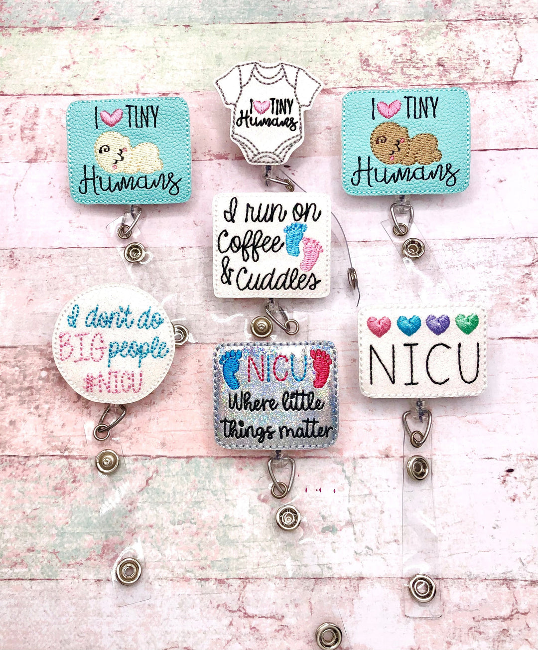 I Love Tiny Humans Badge Reel, Labor & Delivery Nurse Gift, NICU