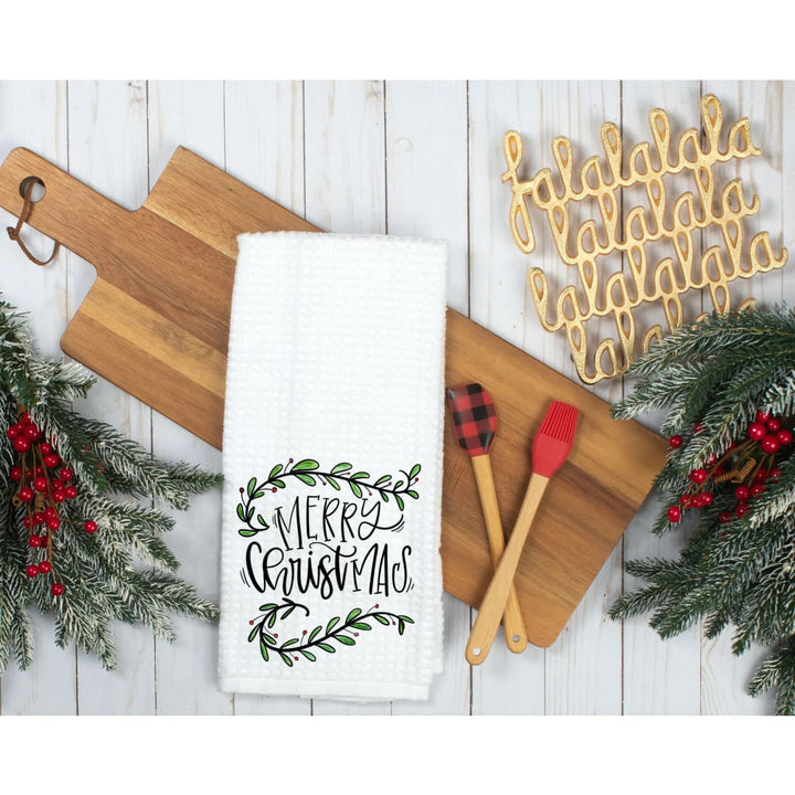 Merry Christmas Tree Microfiber Waffle Weave Kitchen Towels - Simply Crafty
